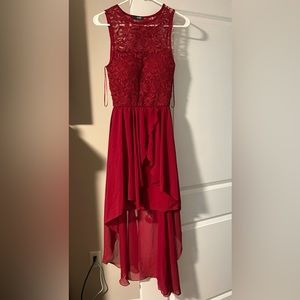 Red Quiz Dress High Low Style